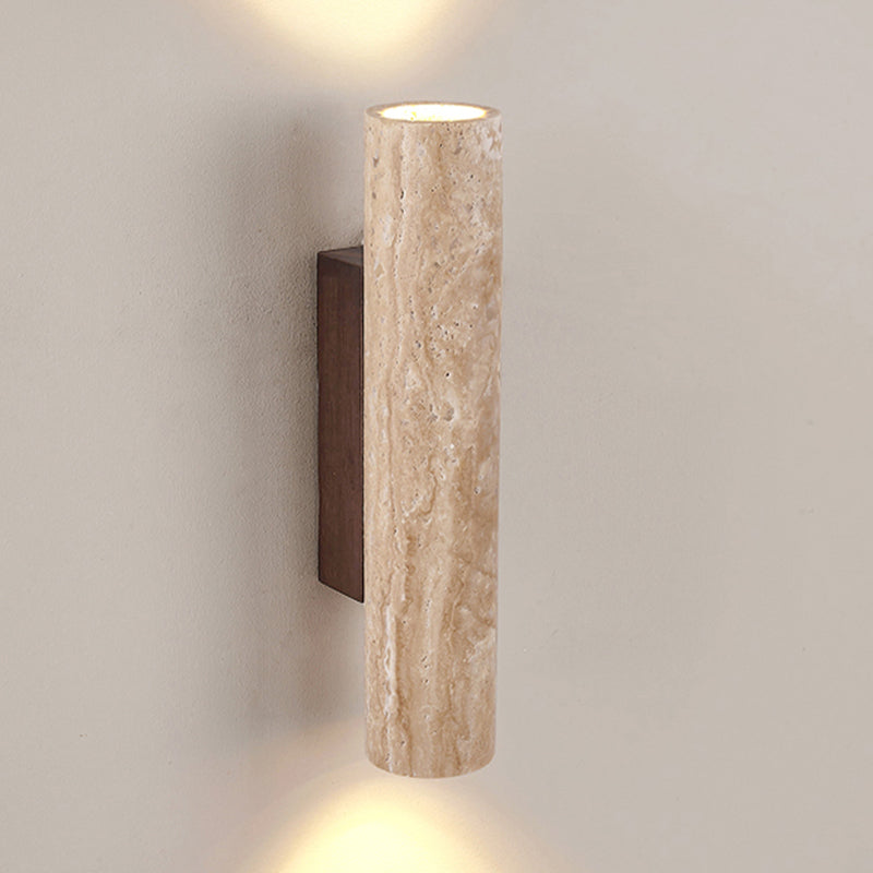 Nordic Style Wall Light Cylinder Shape Wall Lamp with Stone Shade for Bedroom
