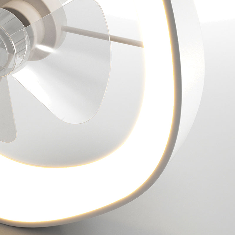Geometric Shape Metal Ceiling Fans Modern Style 1-Light Ceiling Fan Fixtures in White