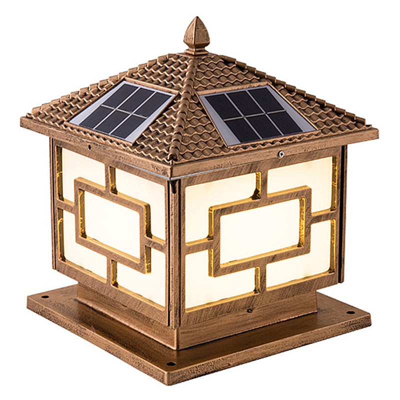 Simple Geometric LED Solar Lighting Fixture with Acrylic Shade for Garden