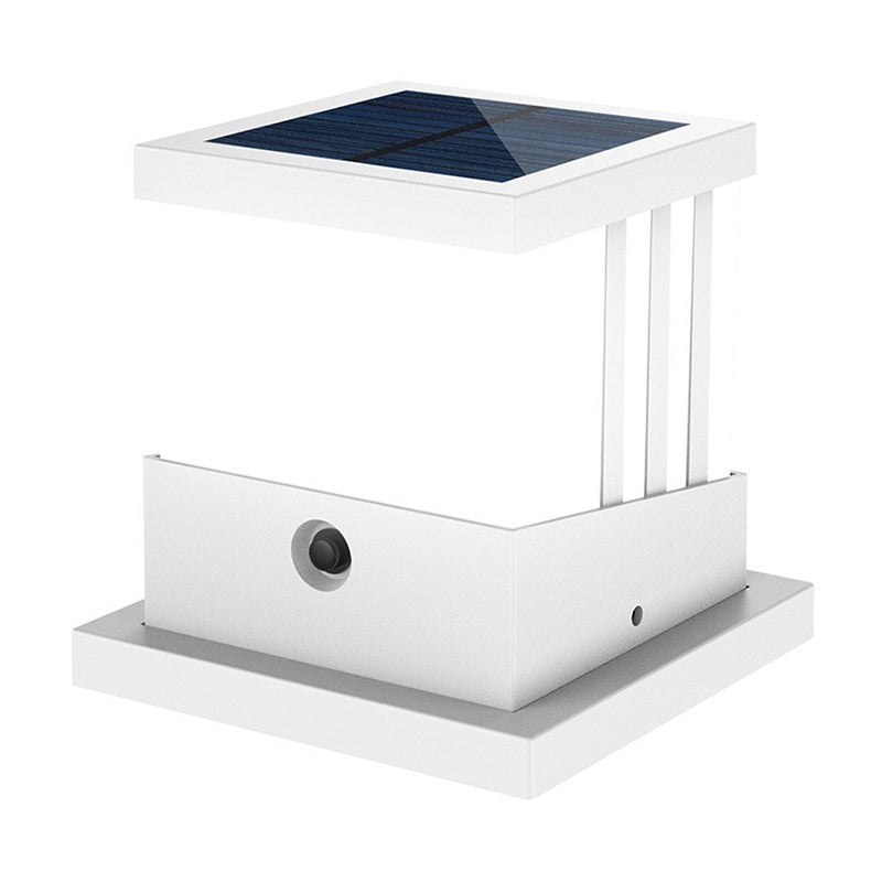 Modern Square Shape Solar Energy Pillar Lamp with Plastic Shade for Outdoor