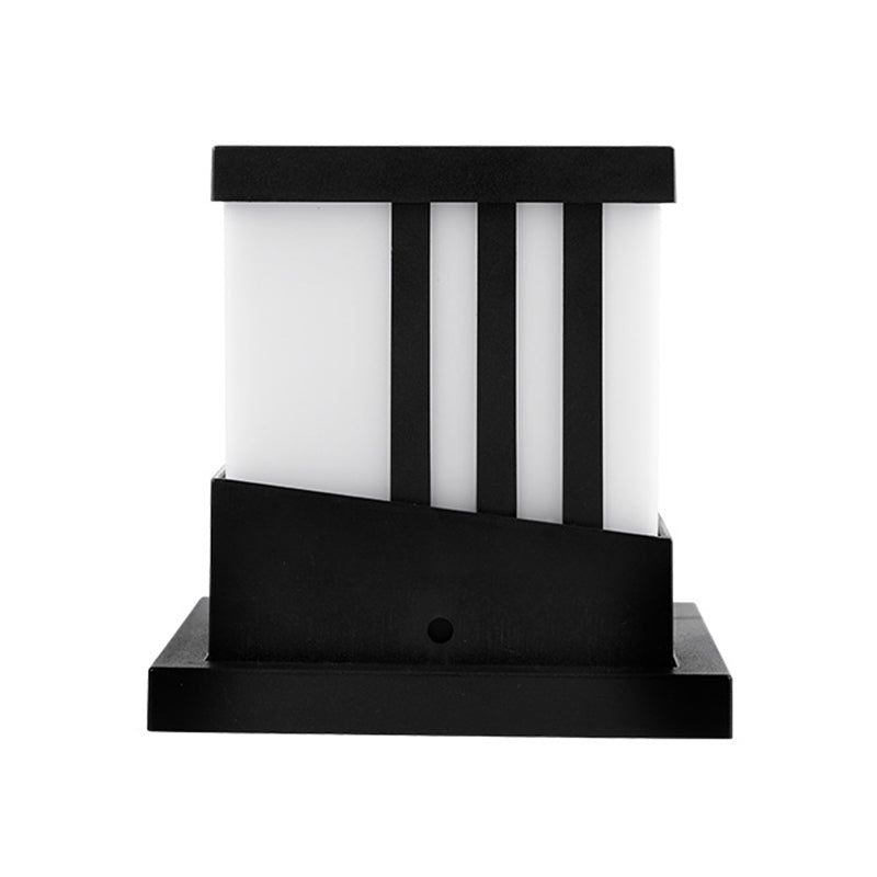 Modern Square Shape Solar Energy Pillar Lamp with Plastic Shade for Outdoor