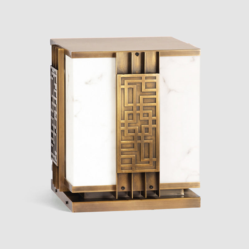 Waterproof Copper Solar Energy Pillar Lamp Square Shape for Outdoor