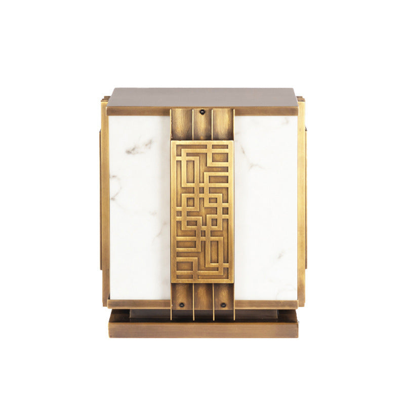 Waterproof Copper Solar Energy Pillar Lamp Square Shape for Outdoor