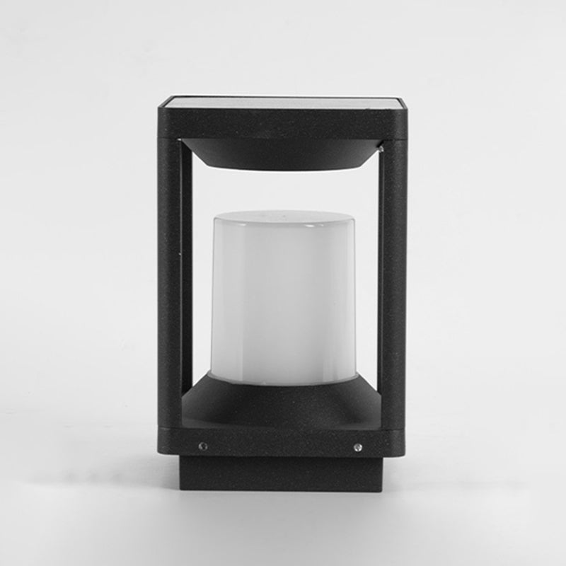 Modern Solar Energy Pillar Lamp Rectangle Shape with Plastic Shade for Outdoor