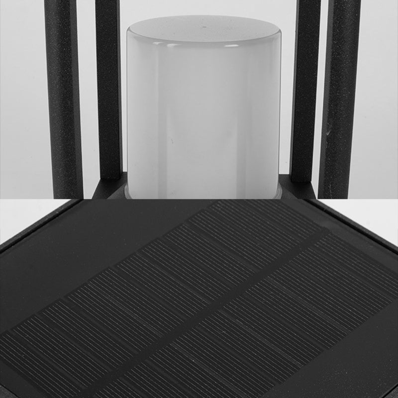 Modern Solar Energy Pillar Lamp Rectangle Shape with Plastic Shade for Outdoor