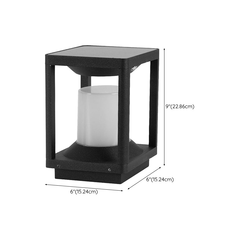 Modern Solar Energy Pillar Lamp Rectangle Shape with Plastic Shade for Outdoor