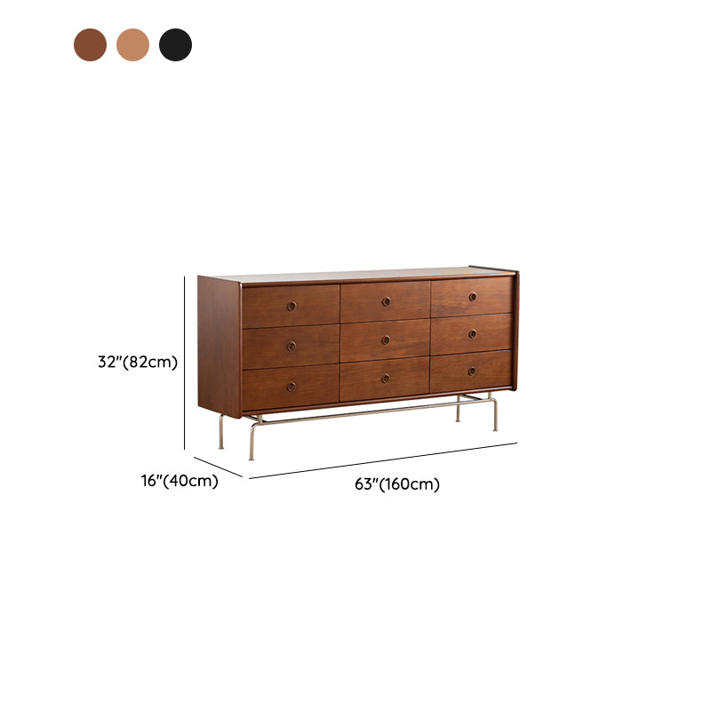 Mid-Century Modern Solid Pine Storage Chest with Drawers for Home