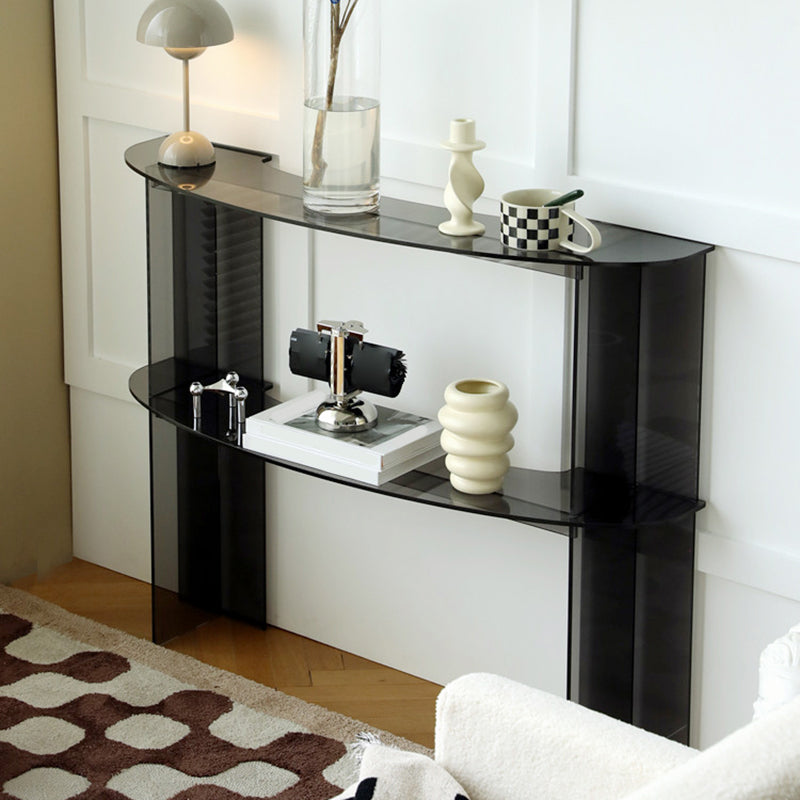 Contemporary Acrylic Console Accent Table with 2 Shelves for Hall