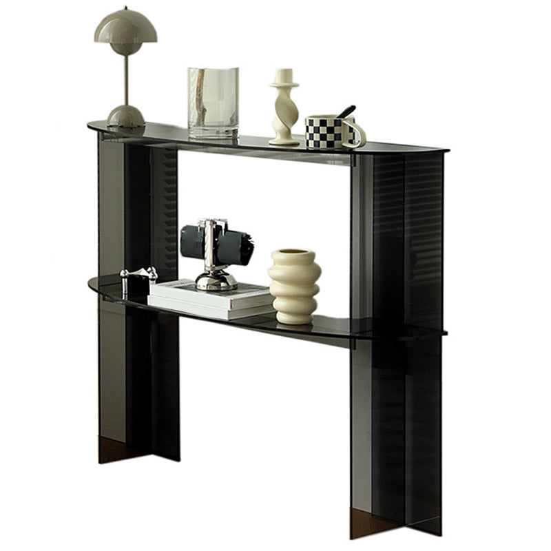 Contemporary Acrylic Console Accent Table with 2 Shelves for Hall