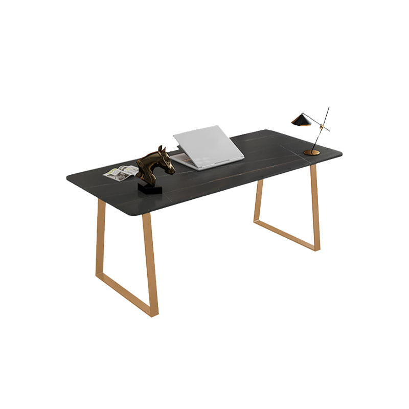 Rectangle Sintered Stone Top Office Desk Glam Style Writing Desk for Office
