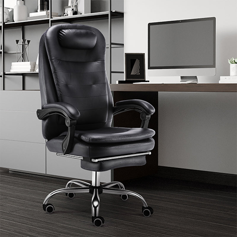 Modern Office Chair Padded Arms No Distressing Leather Ergonomic Chair with Wheels