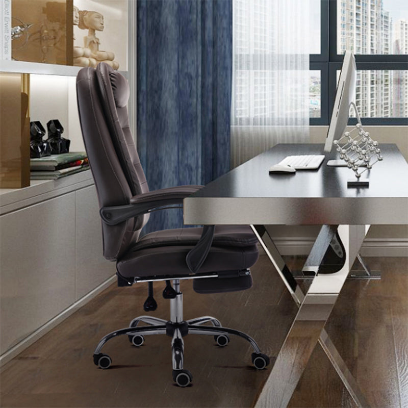 Modern Office Chair Padded Arms No Distressing Leather Ergonomic Chair with Wheels