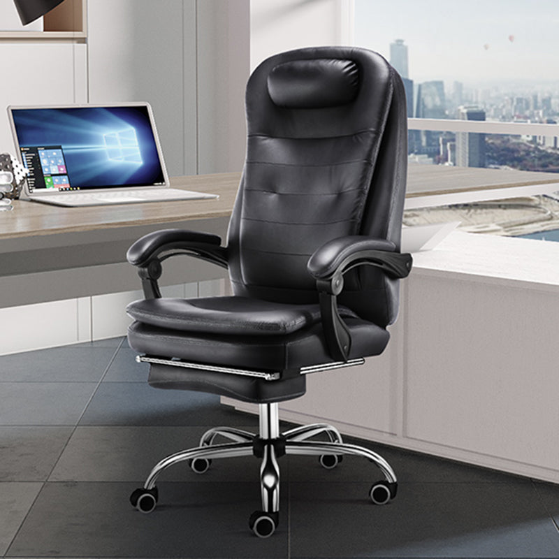 Modern Office Chair Padded Arms No Distressing Leather Ergonomic Chair with Wheels