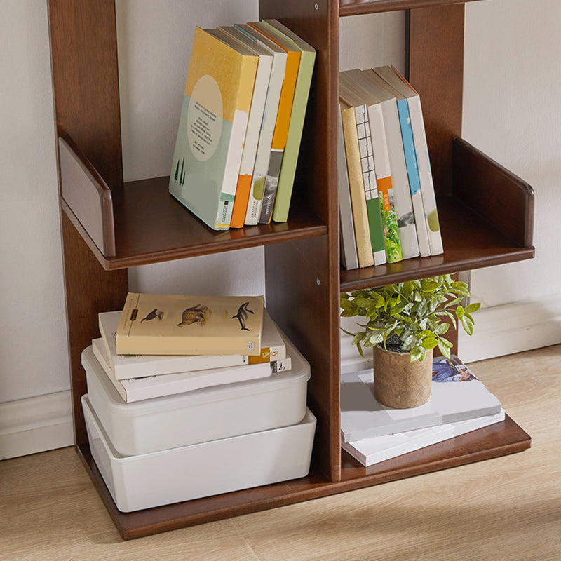 Mid Century Modern Wooden Bookcase with Shelves for Home Office