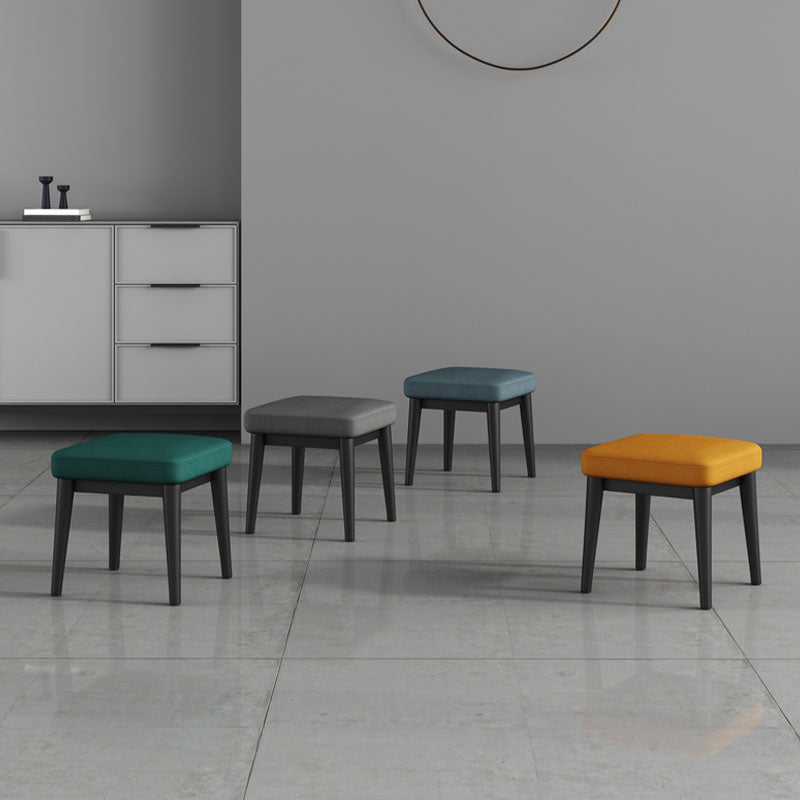 Modern Square Standard Faux Leather Black Standard for Living Room