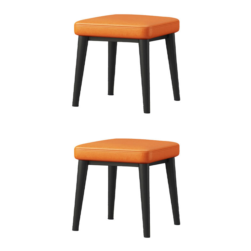 Modern Square Standard Faux Leather Black Standard for Living Room