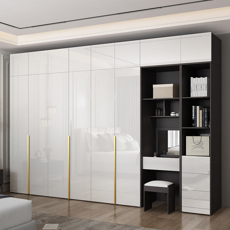 Hinged Wardrobe Cabinet with Garment Rod Modern Storage Cabinet