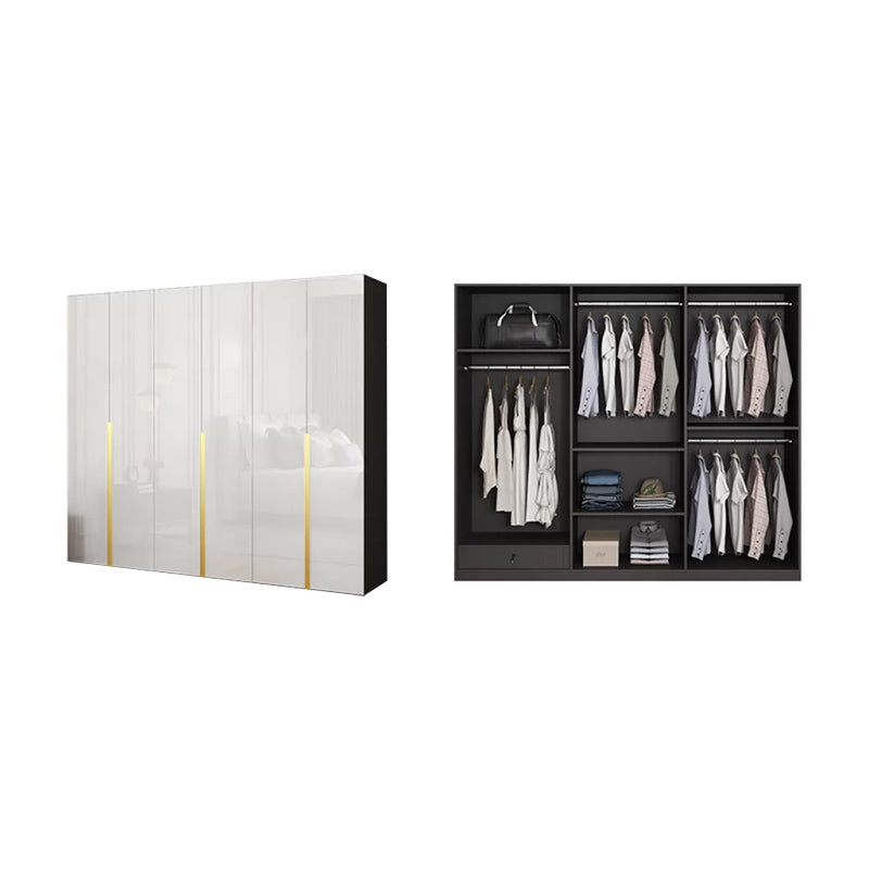 Hinged Wardrobe Cabinet with Garment Rod Modern Storage Cabinet