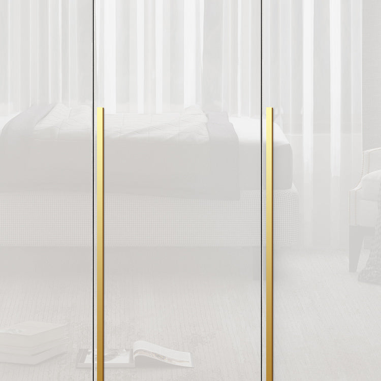 Hinged Wardrobe Cabinet with Garment Rod Modern Storage Cabinet