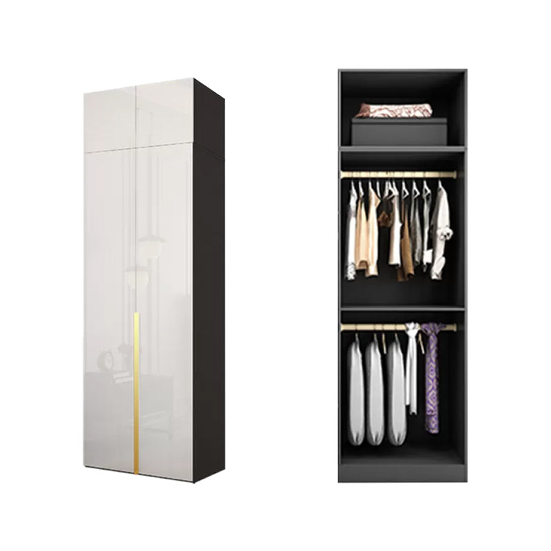 Hinged Wardrobe Cabinet with Garment Rod Modern Storage Cabinet