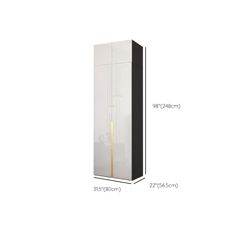Hinged Wardrobe Cabinet with Garment Rod Modern Storage Cabinet