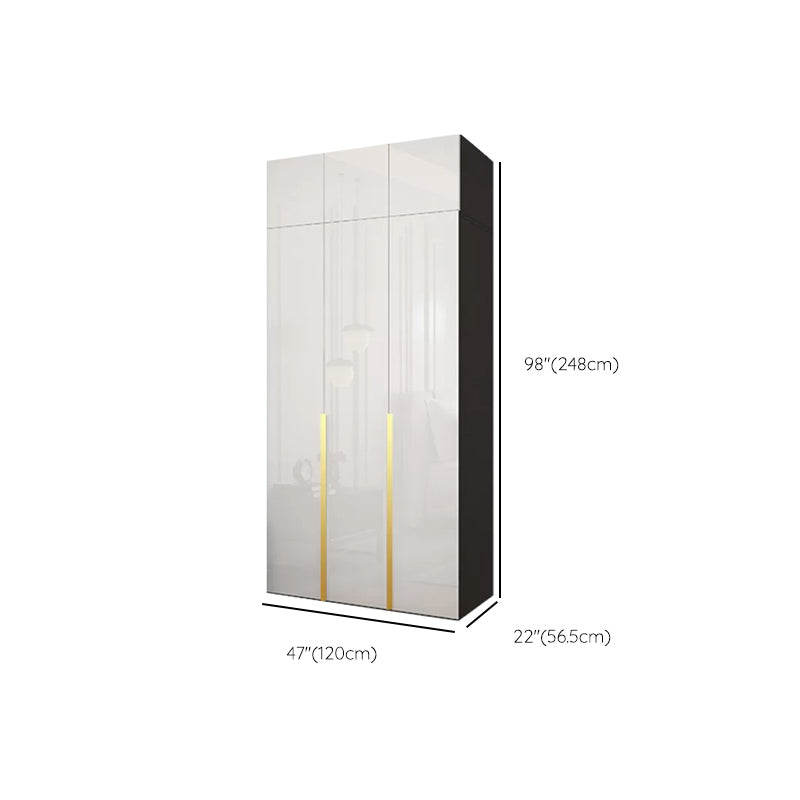 Hinged Wardrobe Cabinet with Garment Rod Modern Storage Cabinet