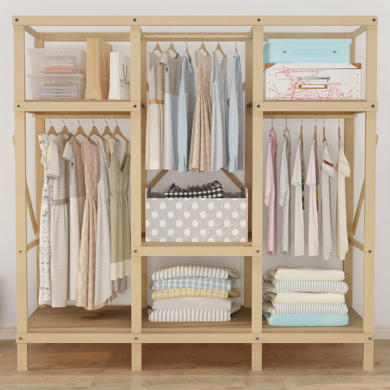 Modern Freestanding Wardrobe Closet Pine Wood Wardrobe Cabinet