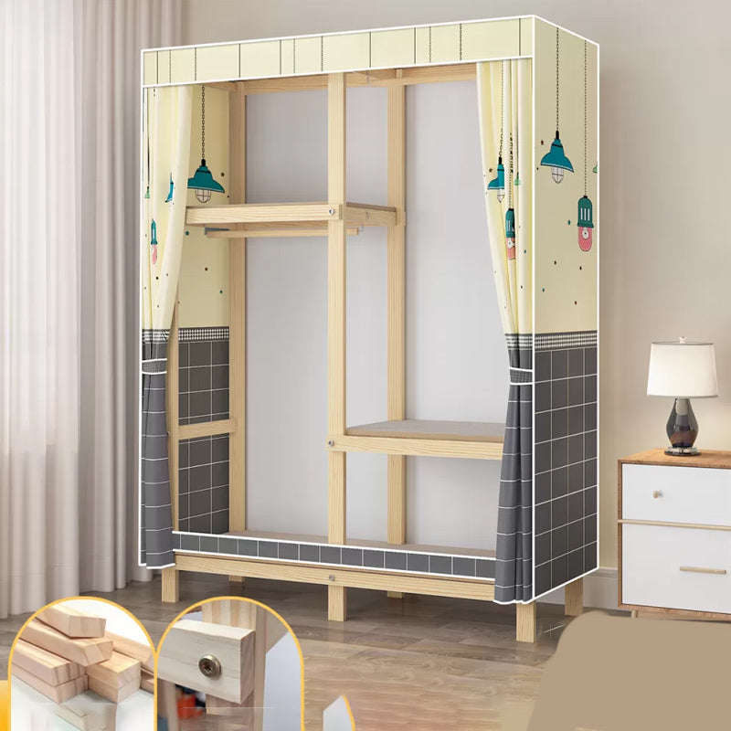 Modern Freestanding Wardrobe Closet Pine Wood Wardrobe Cabinet