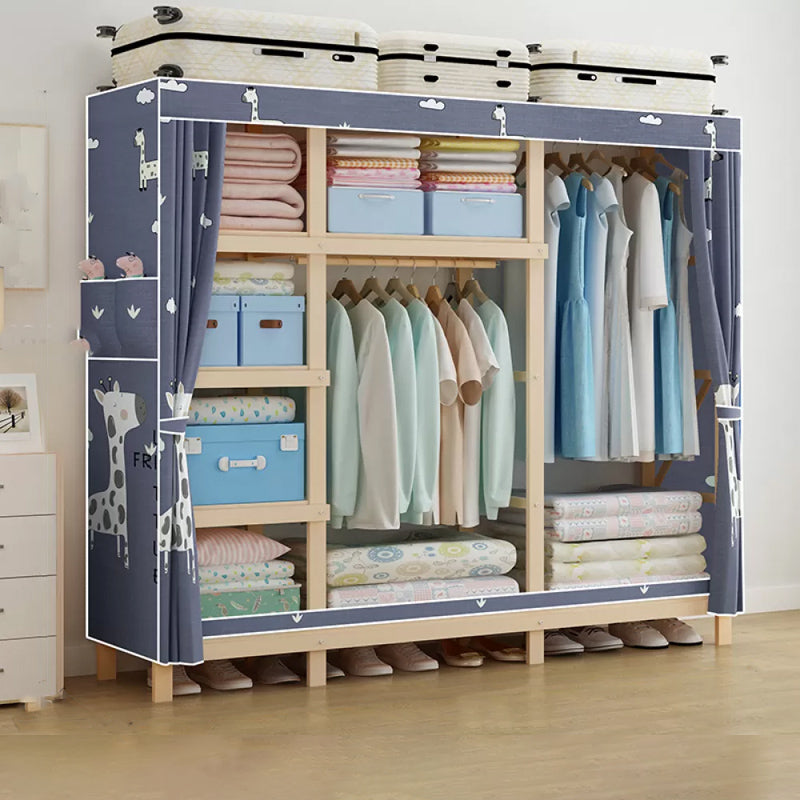 Modern Freestanding Wardrobe Closet Pine Wood Wardrobe Cabinet