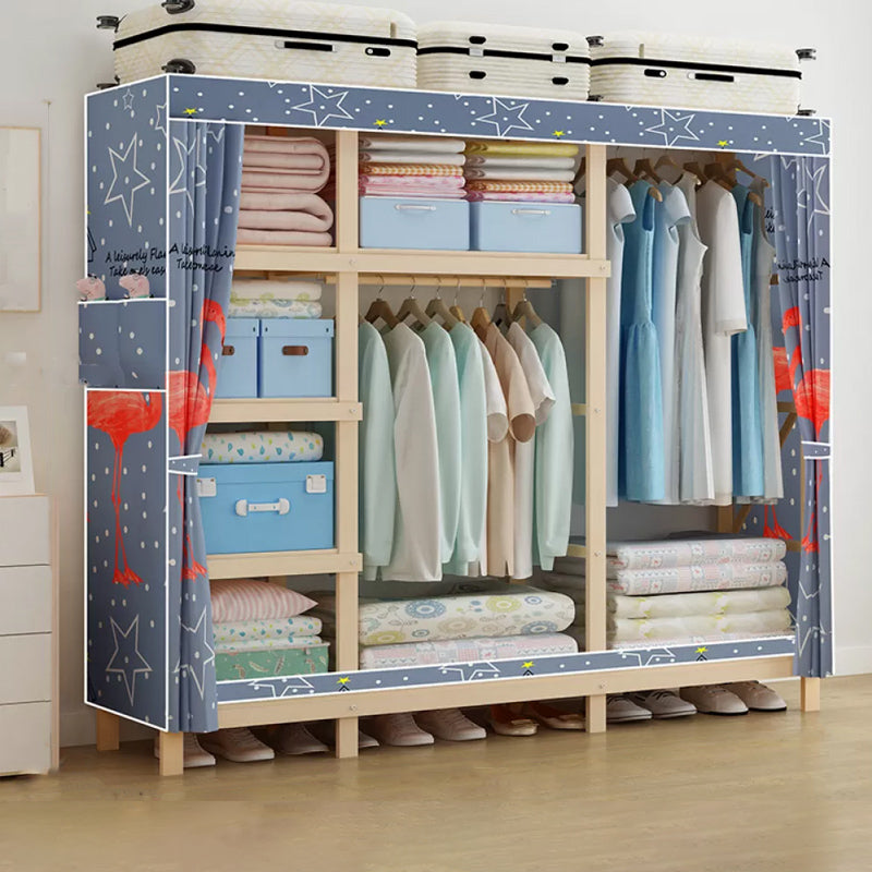 Modern Freestanding Wardrobe Closet Pine Wood Wardrobe Cabinet