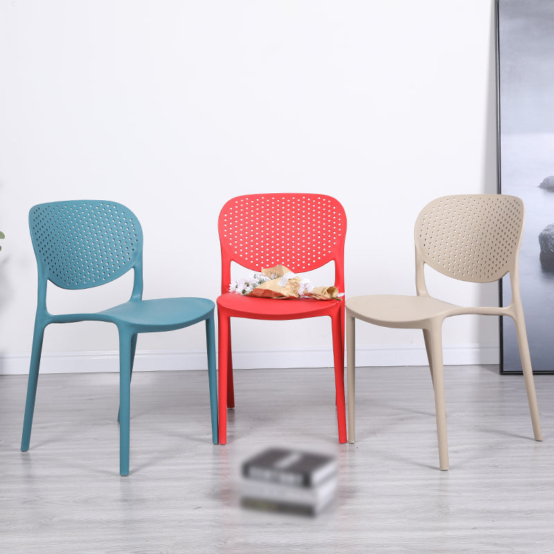 Plastic Stacking Side Chair Modern Style Open Back Armless Chair