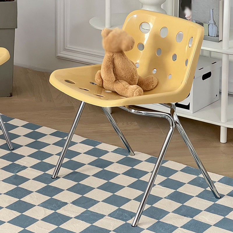 Plastic Stacking Side Chair Modern Style Open Back Armless Chair with Chrome Legs