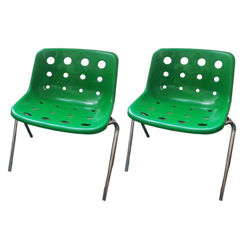 Plastic Stacking Side Chair Modern Style Open Back Armless Chair with Chrome Legs