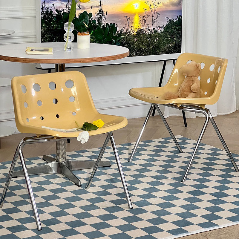 Plastic Stacking Side Chair Modern Style Open Back Armless Chair with Chrome Legs