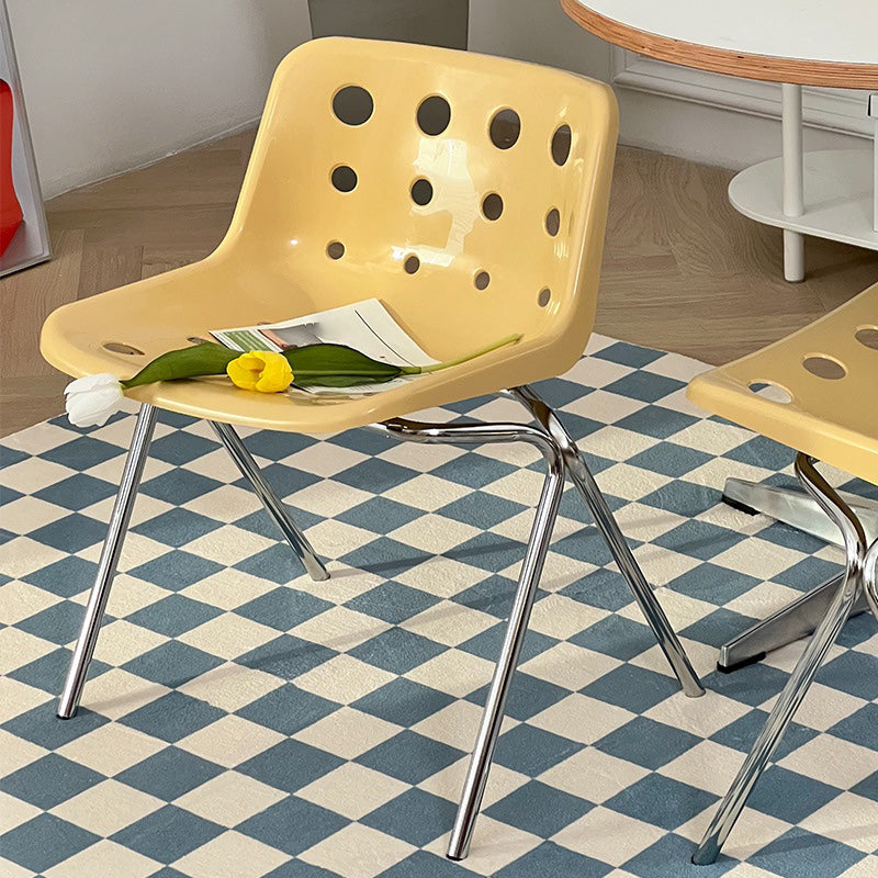 Plastic Stacking Side Chair Modern Style Open Back Armless Chair with Chrome Legs