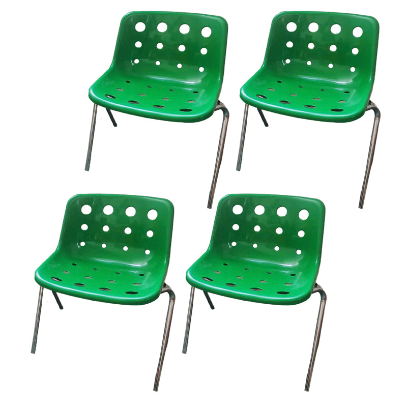 Plastic Stacking Side Chair Modern Style Open Back Armless Chair with Chrome Legs