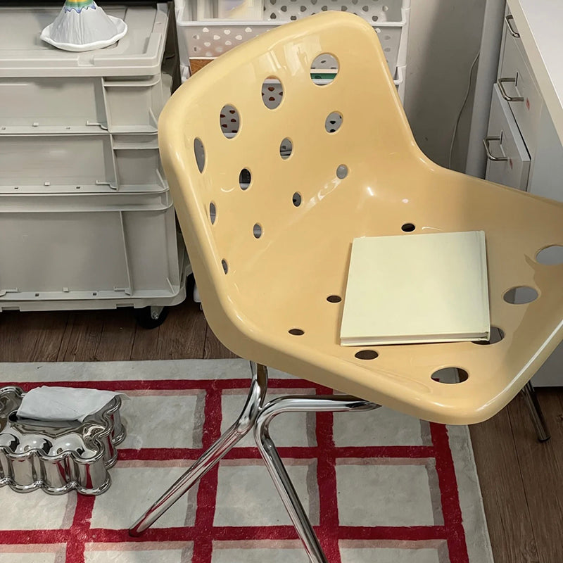 Plastic Stacking Side Chair Modern Style Open Back Armless Chair with Chrome Legs