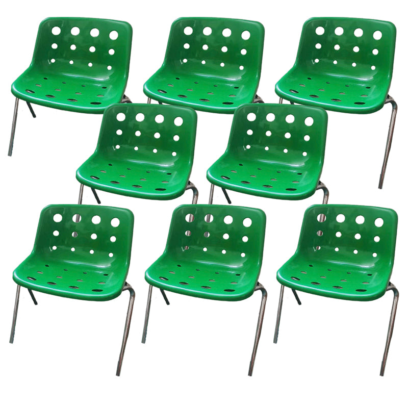 Plastic Stacking Side Chair Modern Style Open Back Armless Chair with Chrome Legs