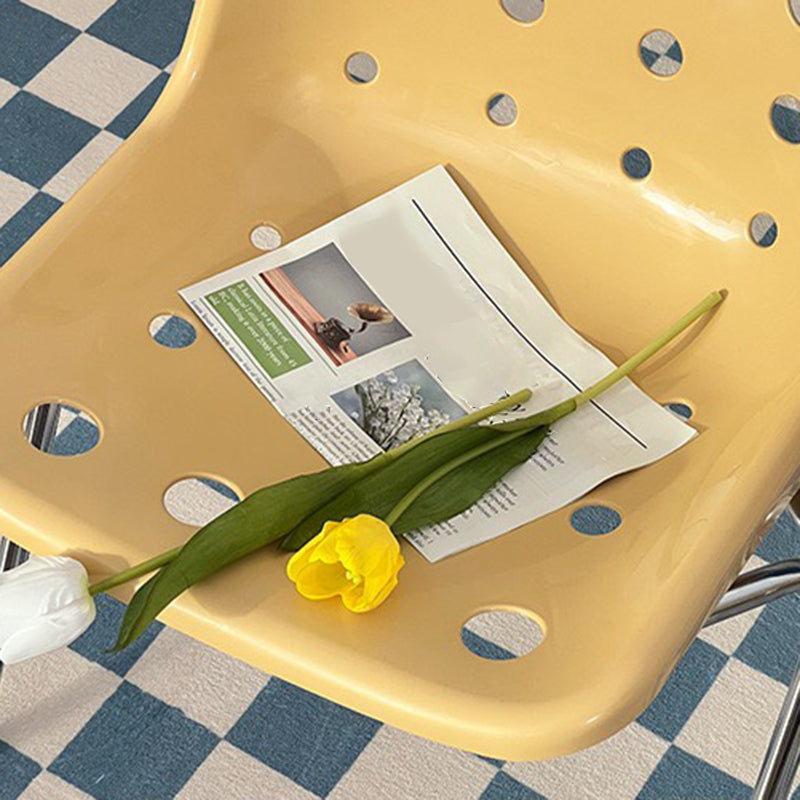 Plastic Stacking Side Chair Modern Style Open Back Armless Chair with Chrome Legs