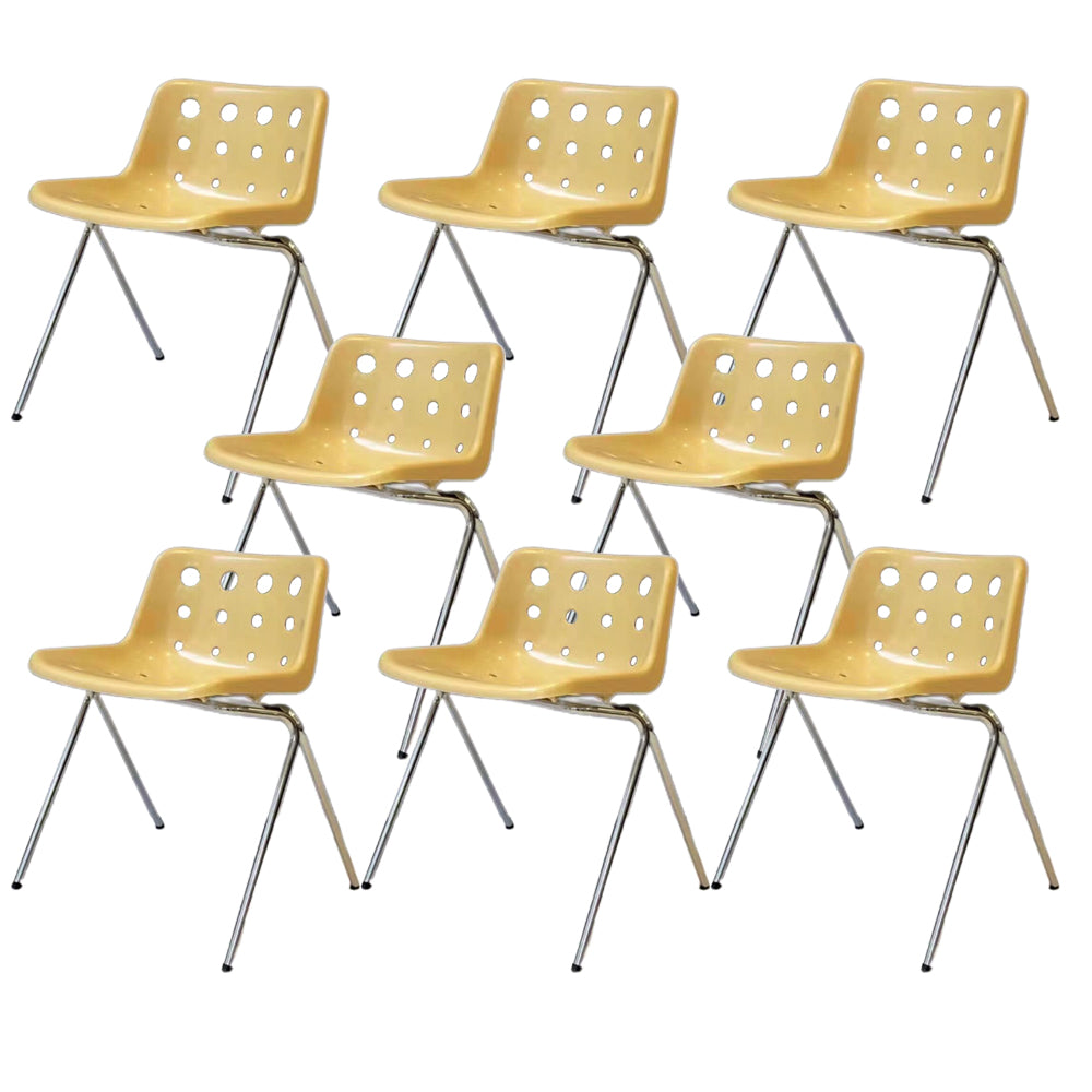 Plastic Stacking Side Chair Modern Style Open Back Armless Chair with Chrome Legs