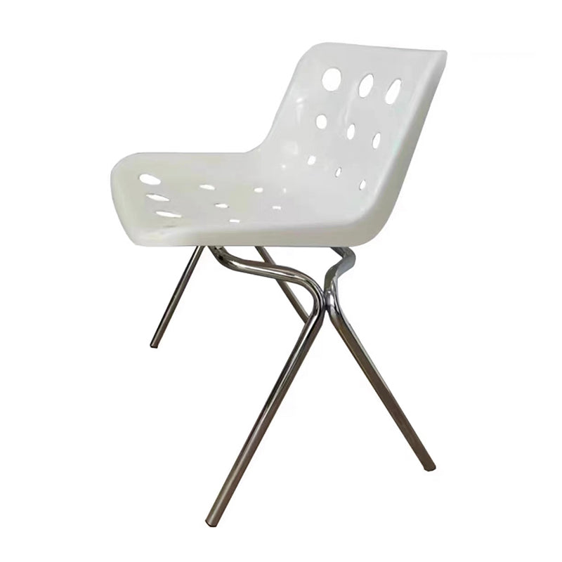 Plastic Stacking Side Chair Modern Style Open Back Armless Chair with Chrome Legs