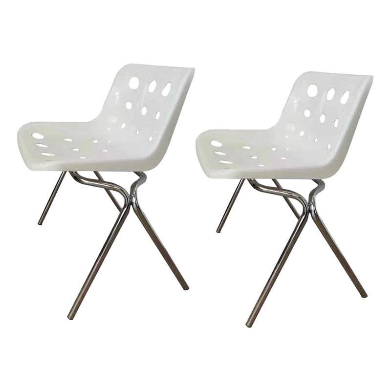 Plastic Stacking Side Chair Modern Style Open Back Armless Chair with Chrome Legs
