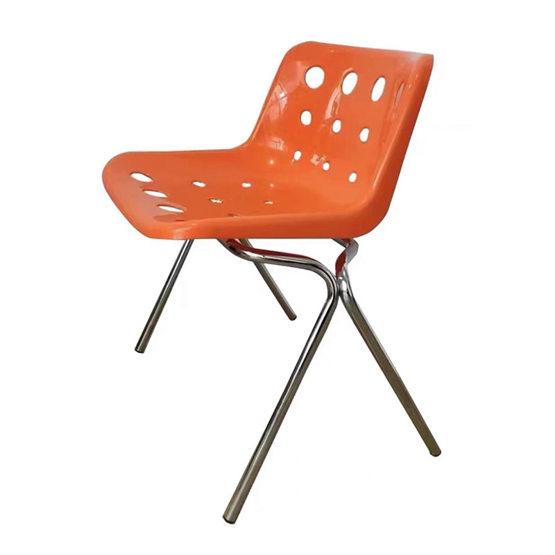 Plastic Stacking Side Chair Modern Style Open Back Armless Chair with Chrome Legs