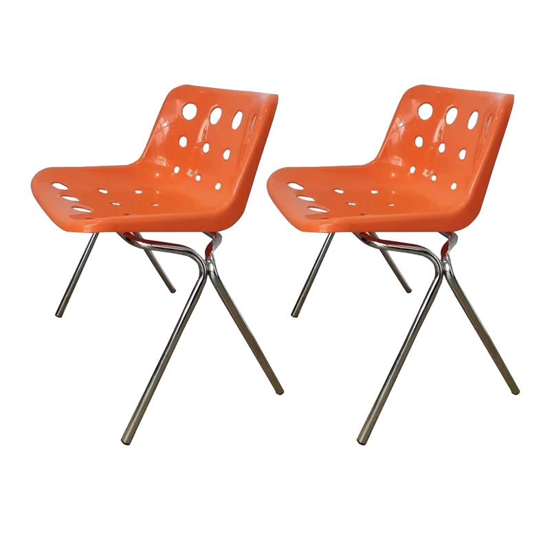 Plastic Stacking Side Chair Modern Style Open Back Armless Chair with Chrome Legs