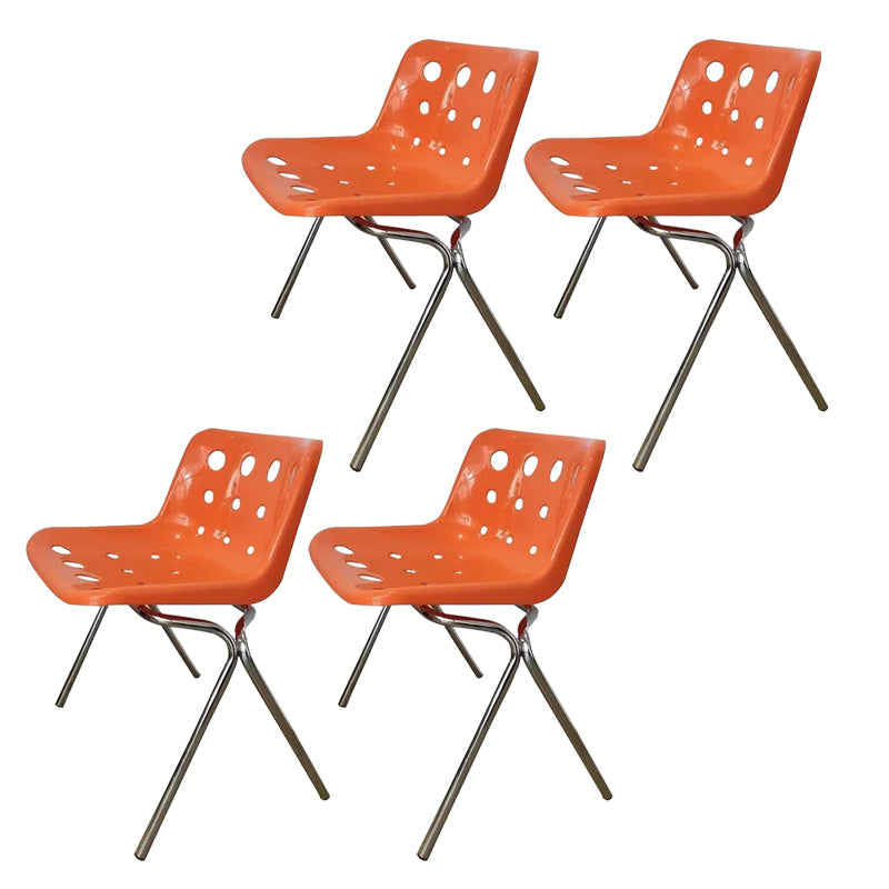 Plastic Stacking Side Chair Modern Style Open Back Armless Chair with Chrome Legs