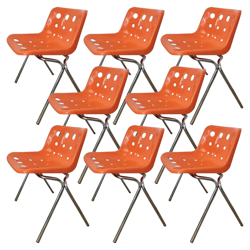 Plastic Stacking Side Chair Modern Style Open Back Armless Chair with Chrome Legs