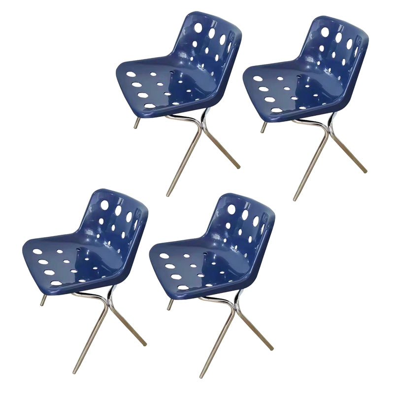Plastic Stacking Side Chair Modern Style Open Back Armless Chair with Chrome Legs
