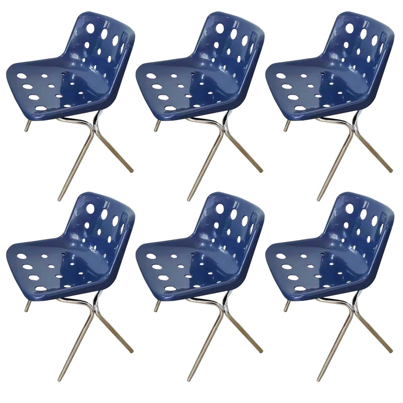Plastic Stacking Side Chair Modern Style Open Back Armless Chair with Chrome Legs