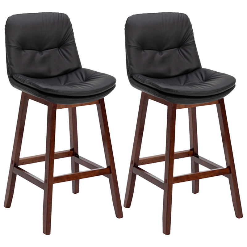 Contemporary Solid Wood Legs Faux Leather Indoor Counter Stools with Cushion