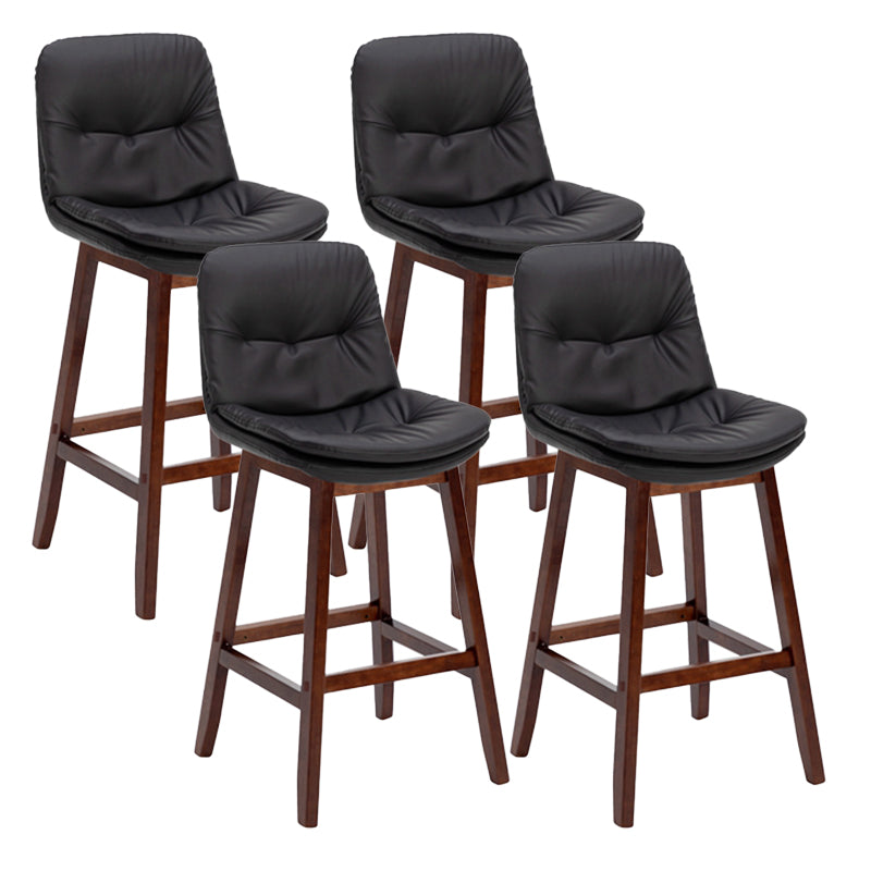 Contemporary Solid Wood Legs Faux Leather Indoor Counter Stools with Cushion